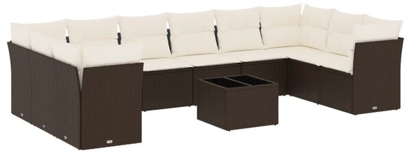 VidaXL 11 részes barna polyrattan kerti ülőgarnitúra párnákkal