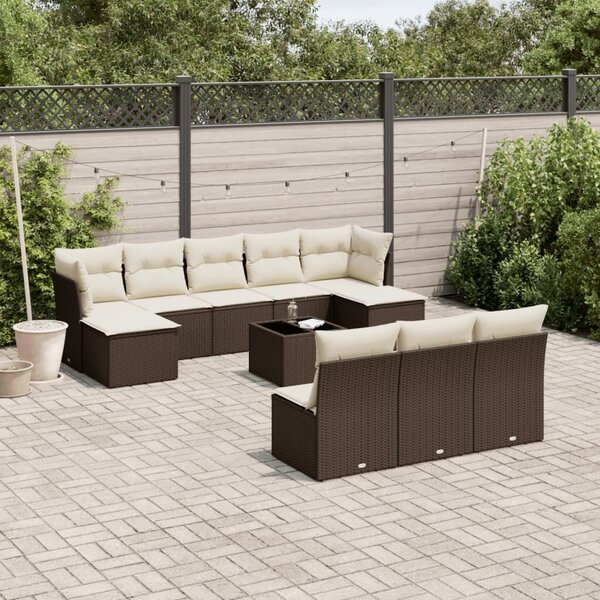 VidaXL 11 részes barna polyrattan kerti ülőgarnitúra párnákkal