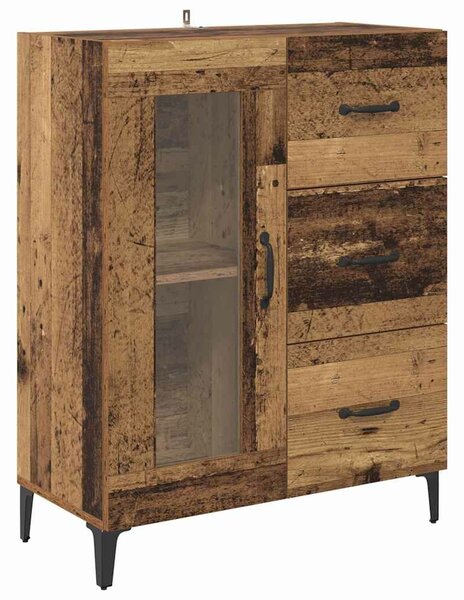VidaXL Széf fiókkal Öreg fa 69,5 x 34 x 90 cm Műszaki fa és vas