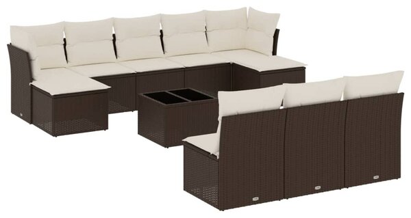 VidaXL 11 részes barna polyrattan kerti ülőgarnitúra párnákkal