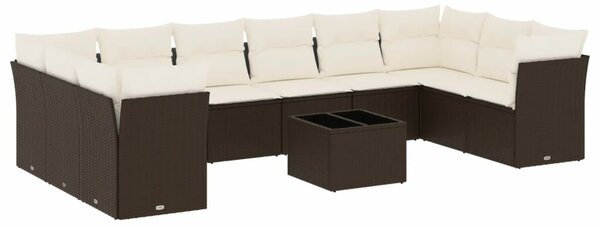 VidaXL 11 részes barna polyrattan kerti ülőgarnitúra párnákkal