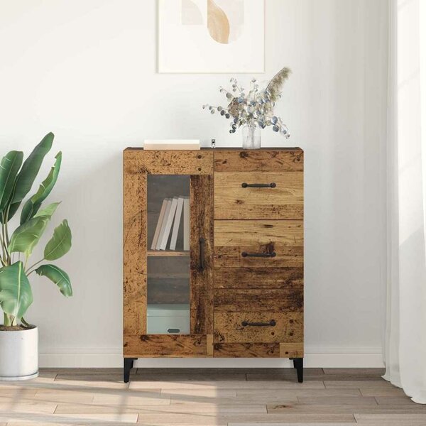 VidaXL Széf fiókkal Öreg fa 69,5 x 34 x 90 cm Műszaki fa és vas