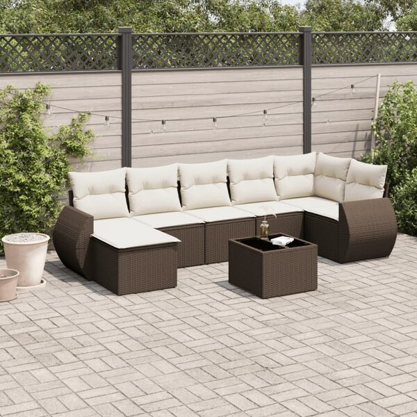 VidaXL 8 részes barna polyrattan kerti ülőgarnitúra párnákkal