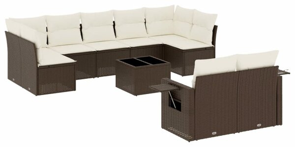VidaXL 10 részes barna polyrattan kerti ülőgarnitúra párnákkal