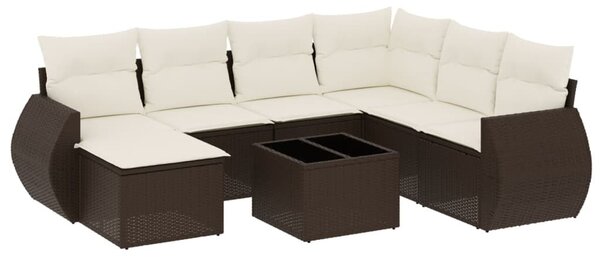VidaXL 8 részes barna polyrattan kerti ülőgarnitúra párnákkal