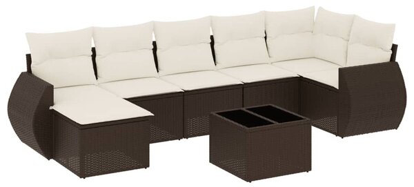 VidaXL 8 részes barna polyrattan kerti ülőgarnitúra párnákkal