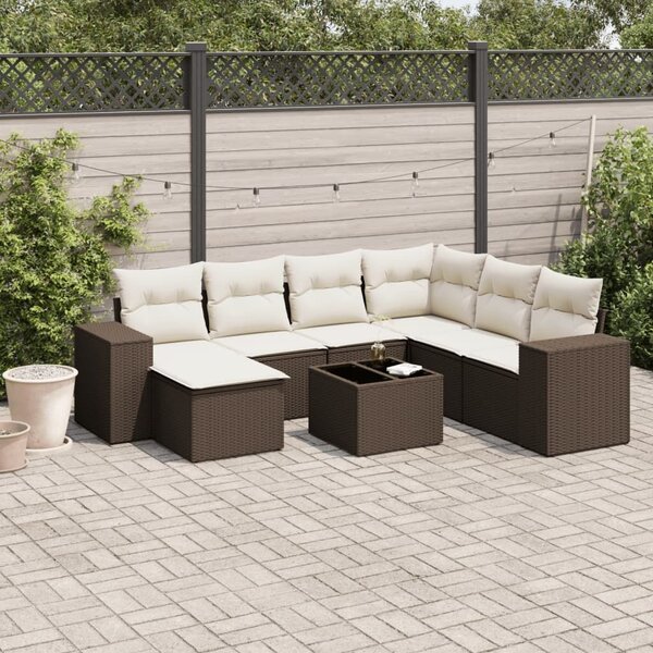VidaXL 8 részes barna polyrattan kerti ülőgarnitúra párnákkal