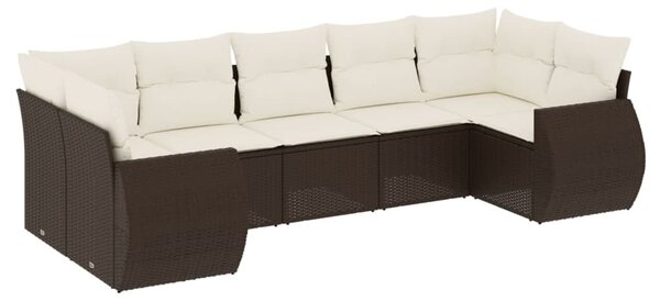 VidaXL 7 részes barna polyrattan kerti ülőgarnitúra párnákkal