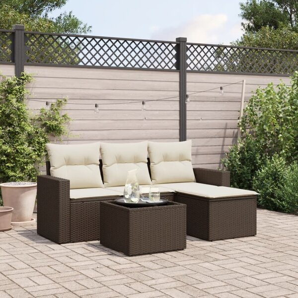 VidaXL 5 részes barna polyrattan kerti ülőgarnitúra párnával