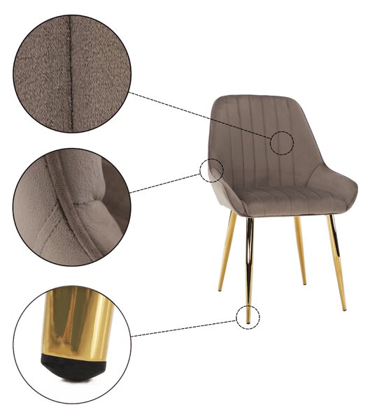 Étkezőszék, szürkésbarna Taupe/gold króm-arany, PERLIA