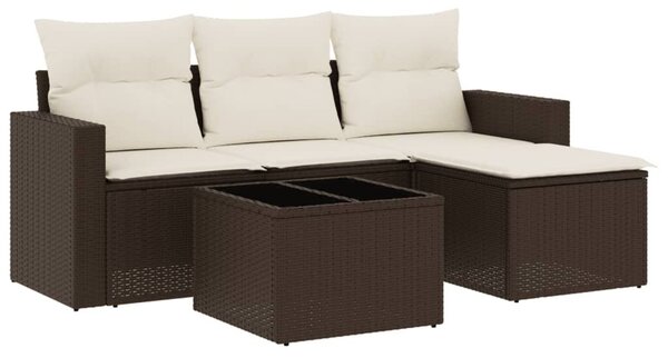VidaXL 5 részes barna polyrattan kerti ülőgarnitúra párnával