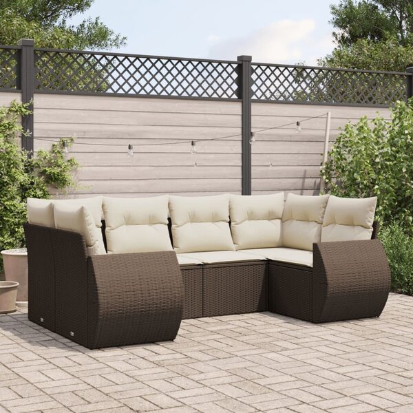 VidaXL 6 részes barna polyrattan kerti ülőgarnitúra párnával