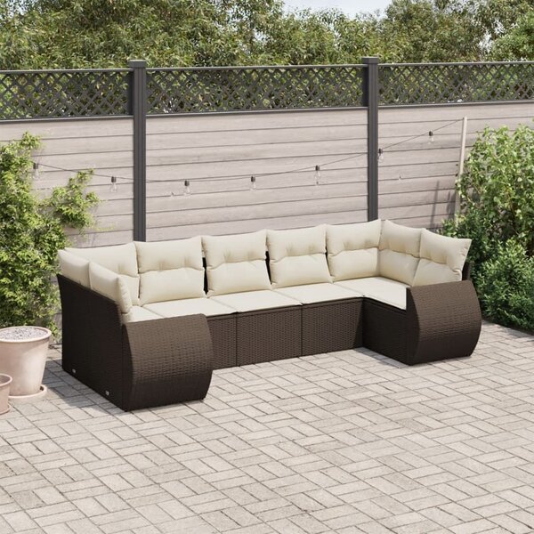 VidaXL 7 részes barna polyrattan kerti ülőgarnitúra párnákkal