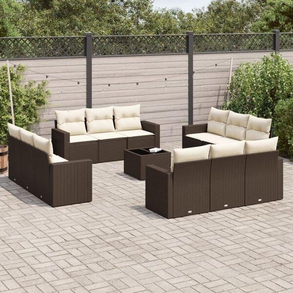 VidaXL 13 részes barna polyrattan kerti ülőgarnitúra párnákkal