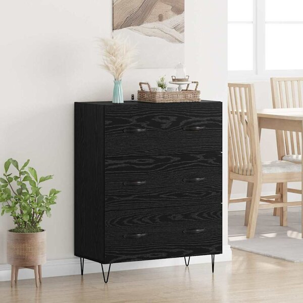 VidaXL Széf fiókkal Fekete tölgy 69,5 x 34 x 90 cm Műszaki fa és vas