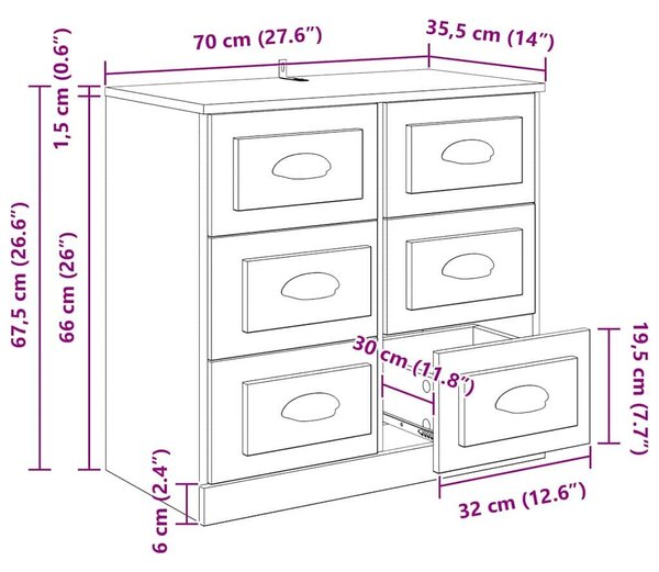 VidaXL Széf Öreg fa 70 x 35,5 x 67,5 cm Szerelt Fa