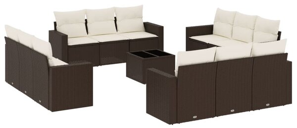 VidaXL 13 részes barna polyrattan kerti ülőgarnitúra párnákkal