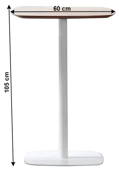 Bárasztal, tölgy/fehér, MDF/fém, átmérő 60 cm, HARLOV