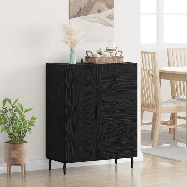 VidaXL Széf fiókkal Fekete tölgy 69,5 x 34 x 90 cm Műszaki fa és vas