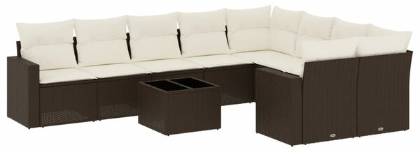 VidaXL 10 részes barna polyrattan kerti ülőgarnitúra párnákkal
