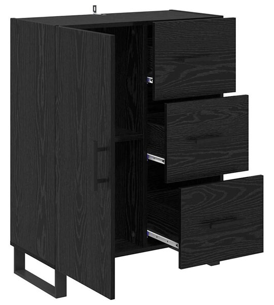 VidaXL Széf fiókkal Fekete tölgy 69,5 x 34 x 90 cm Műszaki fa és vas