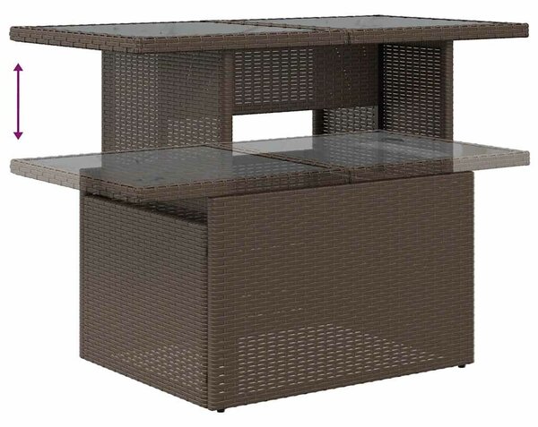VidaXL 7 db barna polyrattan kerti kanapégarnitúra párnákkal