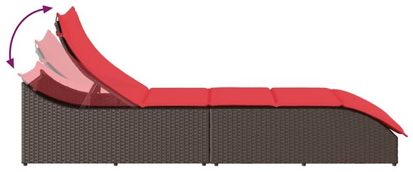 VidaXL összecsukható napozóágy párnával és tárolóval barna polyrattan