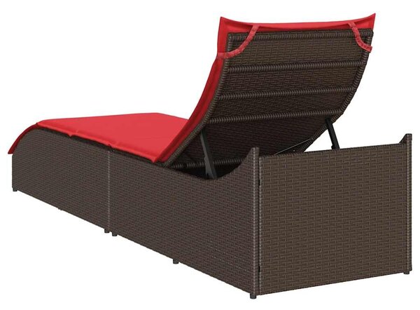 VidaXL összecsukható napozóágy párnával és tárolóval barna polyrattan