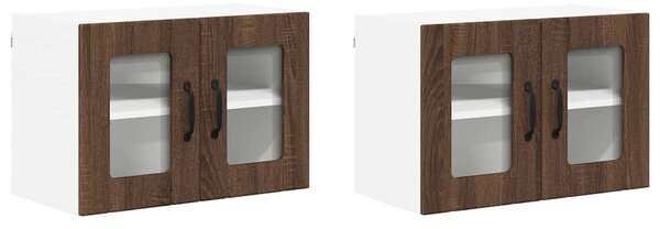 VidaXL Fali üveges szekrény LUCCA 2 pcs Barna Tölgy 60 x 31 x 40 cm