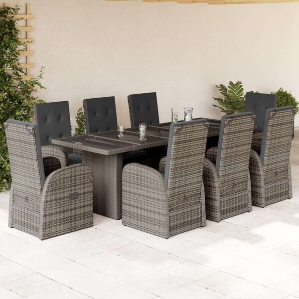 VidaXL Polyrattan Kerti Étkezőgarnitúra - 9 részes - Szürke