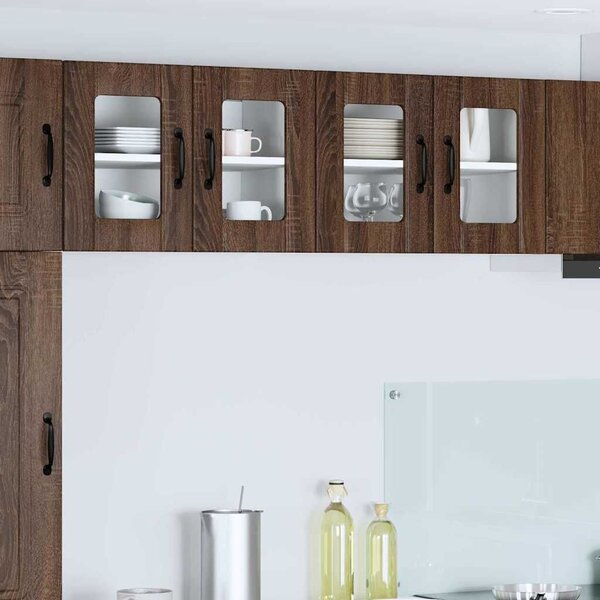 VidaXL Fali üveges szekrény LUCCA 2 pcs Barna Tölgy 60 x 31 x 40 cm
