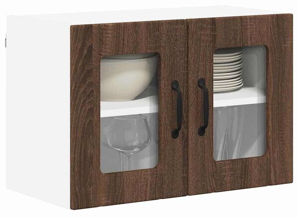 VidaXL Fali üveges szekrény LUCCA 2 pcs Barna Tölgy 60 x 31 x 40 cm