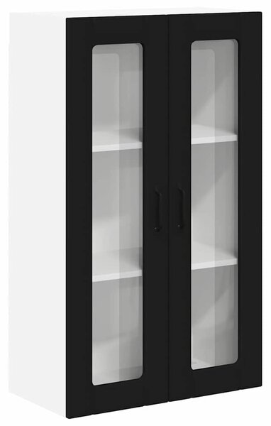 VidaXL Fali konyhaszekrény ajtóval Fekete 60 x 31 x 100 cm Faanyag
