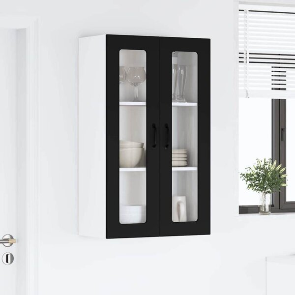 VidaXL Fali konyhaszekrény ajtóval Fekete 60 x 31 x 100 cm Faanyag