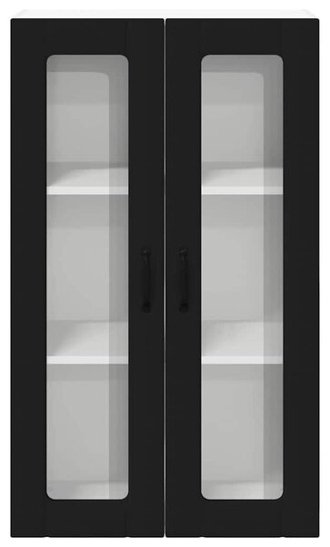 VidaXL Fali konyhaszekrény ajtóval Fekete 60 x 31 x 100 cm Faanyag