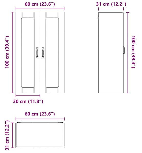 VidaXL Fali konyhaszekrény Artisan tölgy 60 x 31 x 100 cm Faanyag
