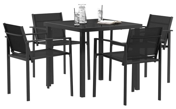 VidaXL Kültéri Bútor Szett 5 pcs Fekete és Antracit 80 x 80 x 73 cm