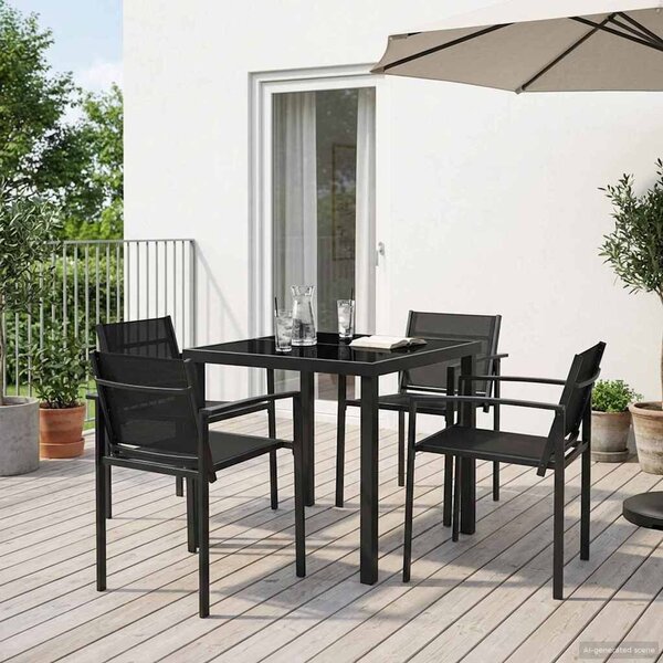 VidaXL Kültéri Bútor Szett 5 pcs Fekete és Antracit 80 x 80 x 73 cm