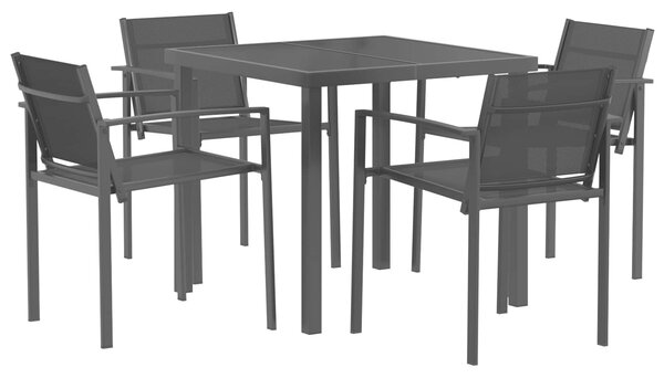 VidaXL Kültéri Bútor Szett 5 pcs Fekete és Antracit 80 x 80 x 73 cm