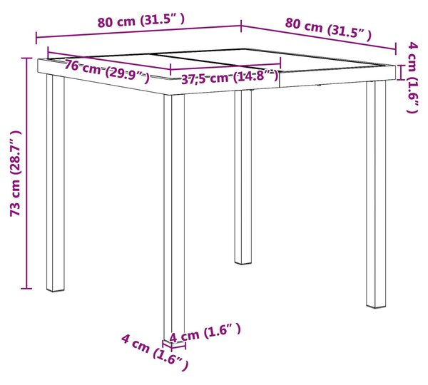 VidaXL Kültéri Bútor Szett 5 pcs Fekete és Antracit 80 x 80 x 73 cm