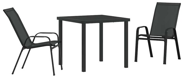 VidaXL Kert étkező szett 3 pcs Fekete Porfestett acél