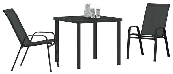 VidaXL Kert étkező szett 3 pcs Fekete Porfestett acél