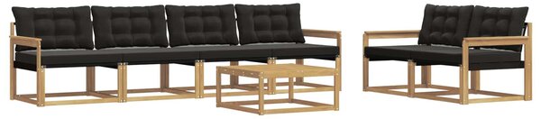 VidaXL Kültéri kanapé szett 7 pcs Fehér és Fekete 79 x 79 x 37 cm