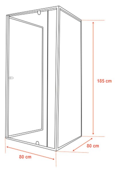 Flexi 80x80 cm falsíkra szerelhető szögletes zuhanykabin zuhanytálca nélkül
