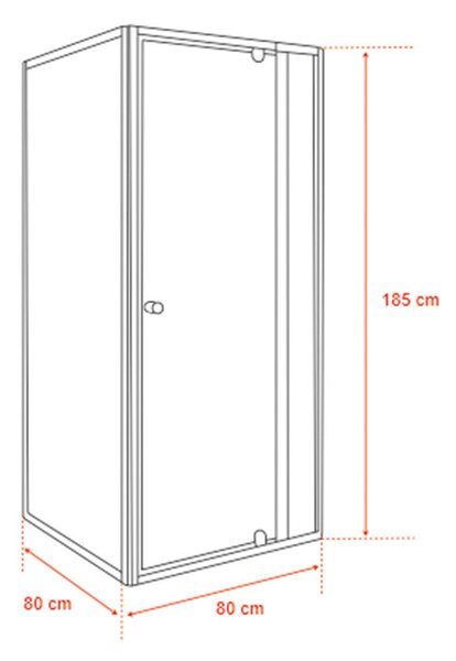 Flexi 80x80 cm sarokba szerelhető szögletes zuhanykabin zuhanytálca nélkül