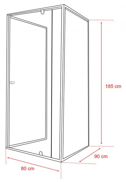 Flexi 80x90 cm falsíkra szerelhető aszimmetrikus zuhanykabin zuhanytálca nélkül