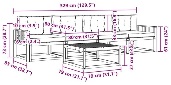 VidaXL Kültéri kanapé szett párnával 5 pcs Természetes és antracit