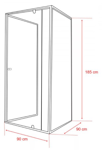 Flexi 90x90 cm falsíkra szerelhető szögletes zuhanykabin zuhanytálca nélkül