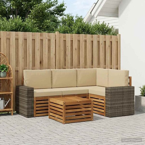 VidaXL Kültéri kanapé szett 5 pcs Természetes és bézs 59 x 59 x 37 cm