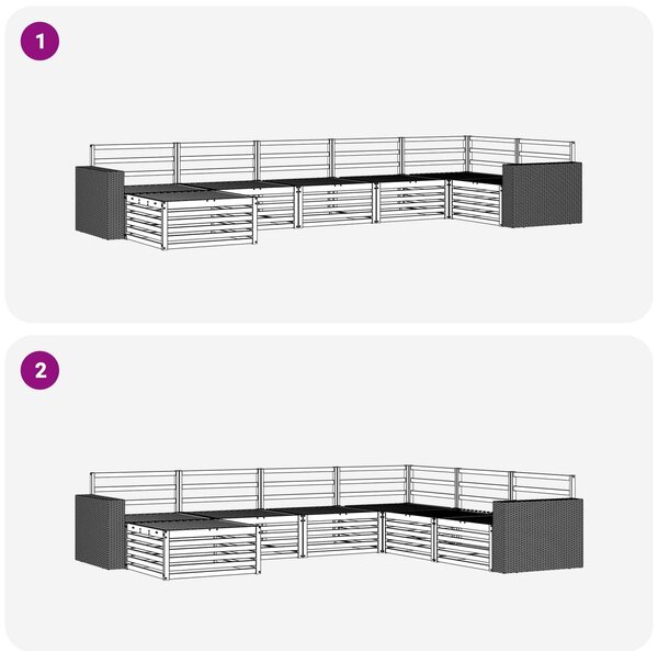 VidaXL Kültéri kanapé szett 7 pcs Természetes